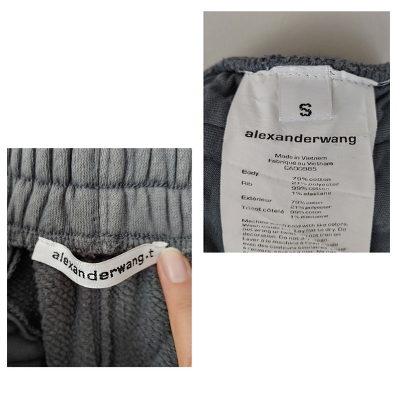 Alexander Wang T Puff Logo Crop Sweatpants Structured Terry Size Small Asphalt - Picture 16 of 16